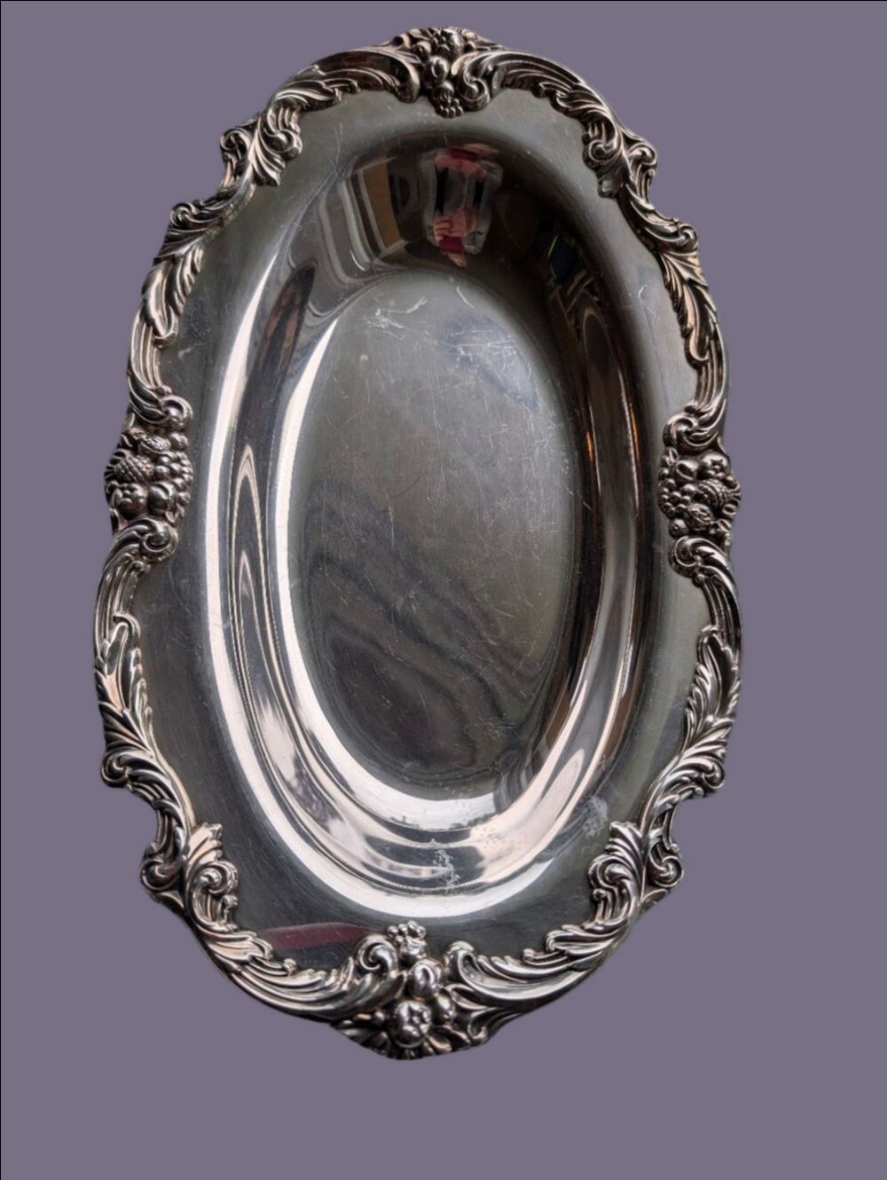 Vintage Reed & Barton Silver plate Ornate Oval Bread Tray #1672